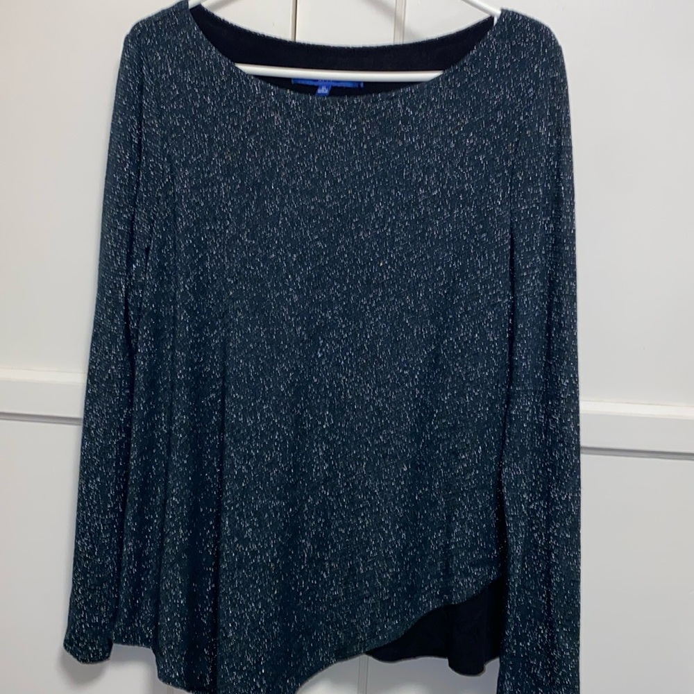 Apt. 9 XL Green Black Wide Collar Shimmer Sweater